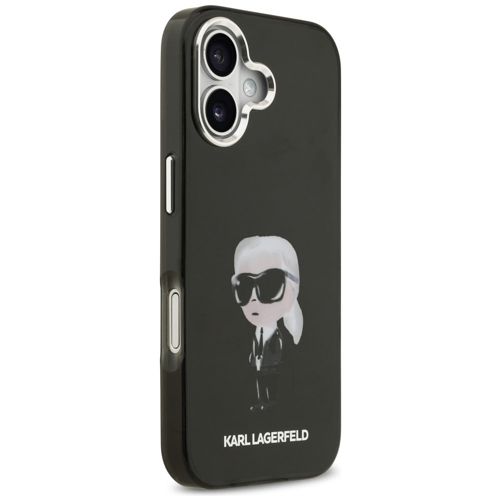 Husa MagSafe pentru Apple iPhone 17, Karl Lagerfeld, IML Aquarelle Karl Ikonik, Neagra