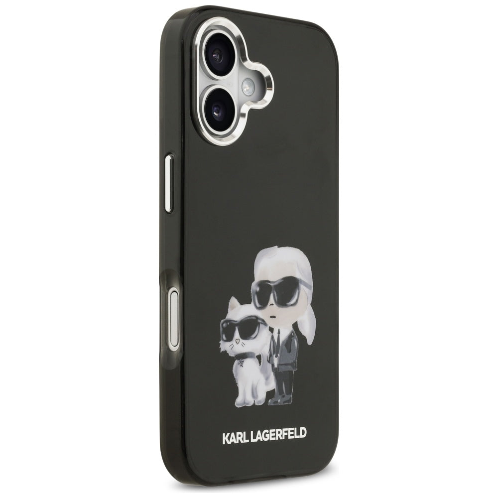 Husa MagSafe pentru Apple iPhone 17, Karl Lagerfeld, IML Aquarelle Logo Karl & Choupette, Neagra