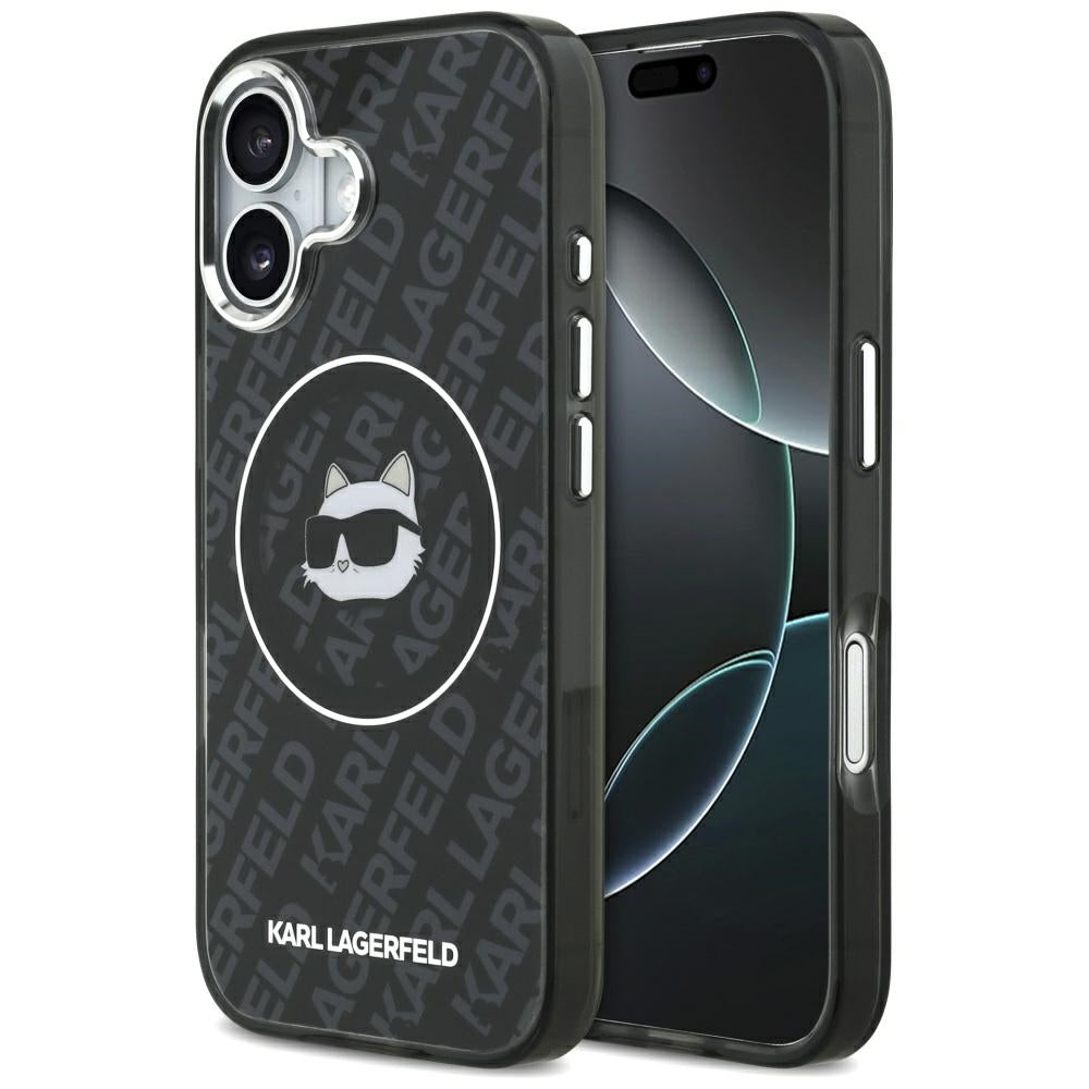 Husa MagSafe pentru Apple iPhone 17, Karl Lagerfeld, IML Choupette`s Head, Neagra