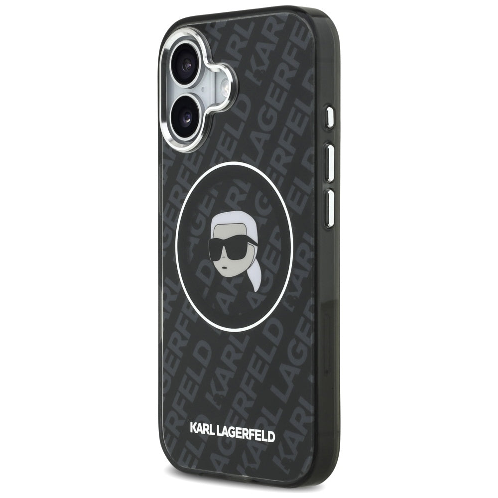 Husa MagSafe pentru Apple iPhone 17, Karl Lagerfeld, IML Karl`s Head, Neagra