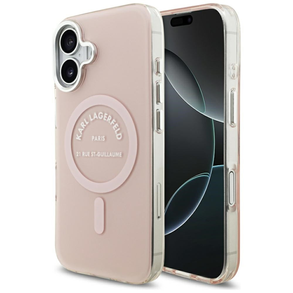 Husa MagSafe pentru Apple iPhone 17, Karl Lagerfeld, IML Logo RSG, Roz