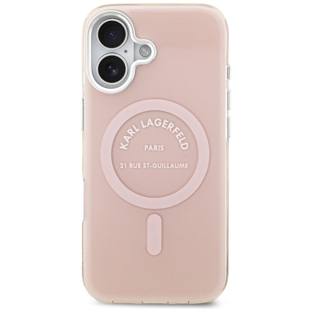 Husa MagSafe pentru Apple iPhone 17, Karl Lagerfeld, IML Logo RSG, Roz