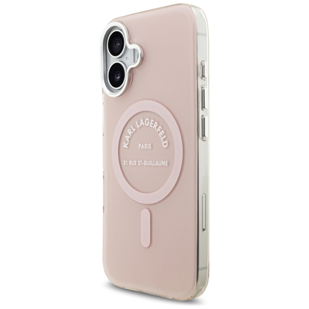 Husa MagSafe pentru Apple iPhone 17, Karl Lagerfeld, IML Logo RSG, Roz