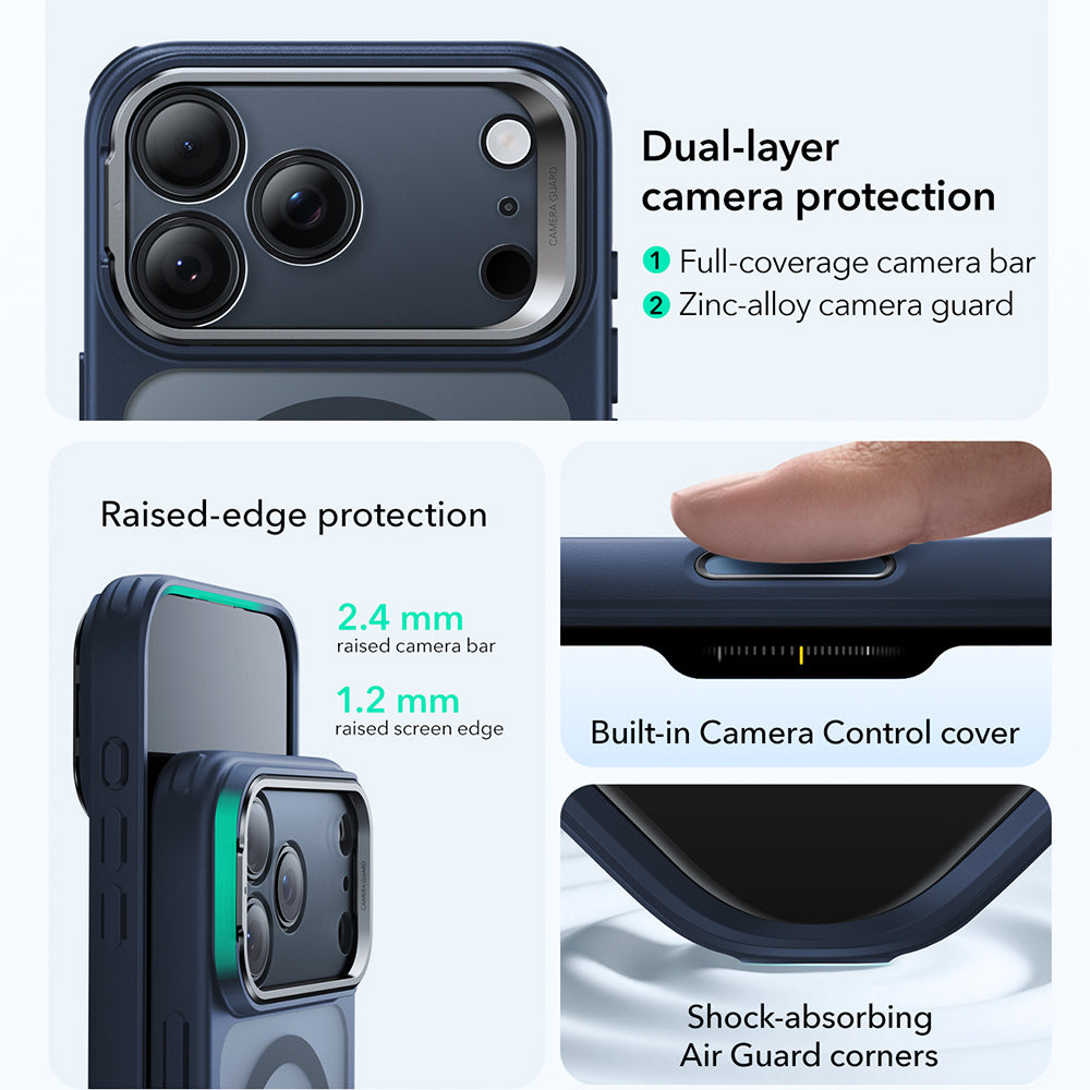 Husa MagSafe pentru Apple iPhone 17 Pro, ESR, Classic Hybrid Kickstand, Albastra Satinata