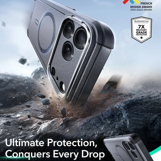Husa MagSafe pentru Apple iPhone 17 Pro, ESR, Cyber Armor Kickstand, Gri