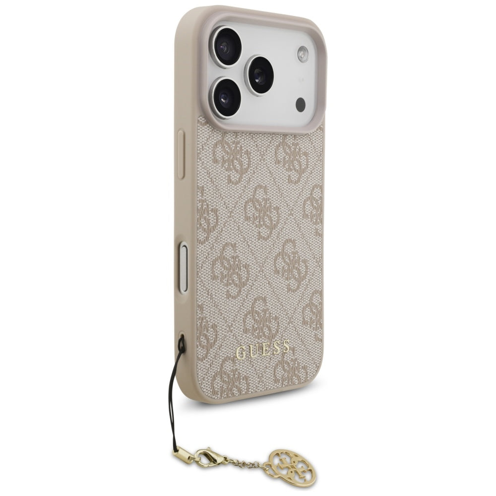 Husa MagSafe pentru Apple iPhone 17 Pro, Guess, 4G Charm Cradle, Roz