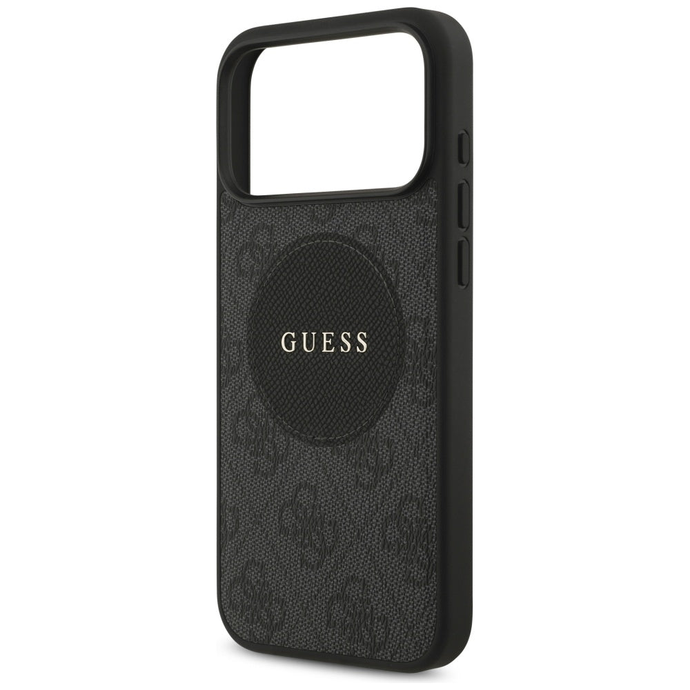 Husa MagSafe pentru Apple iPhone 17 Pro, Guess, 4G Circle Classic Logo, Neagra