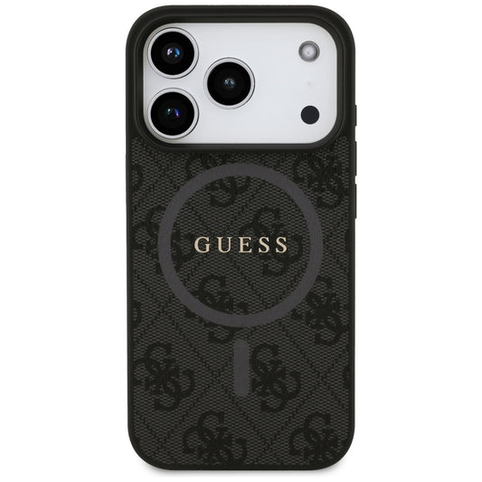 Husa MagSafe pentru Apple iPhone 17 Pro, Guess, 4G Ring Classic Logo, Neagra