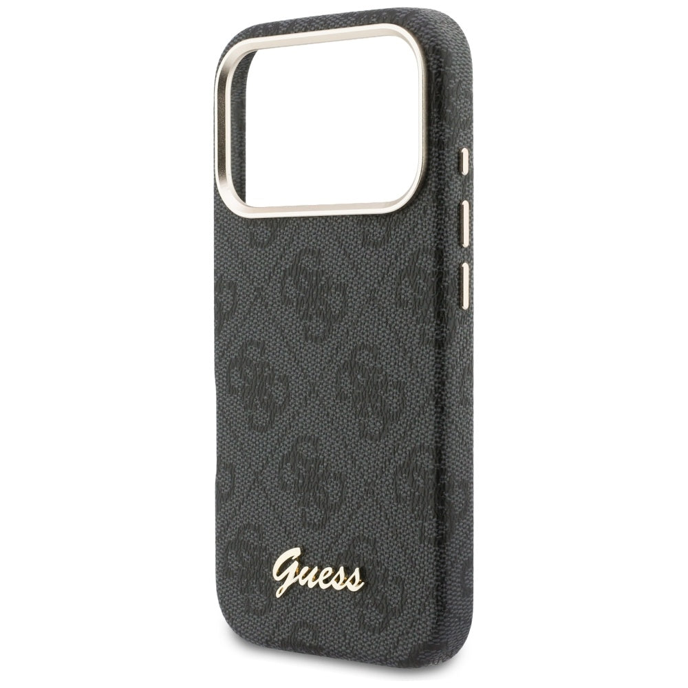Husa MagSafe pentru Apple iPhone 17 Pro, Guess, 4G Script Logo, Neagra