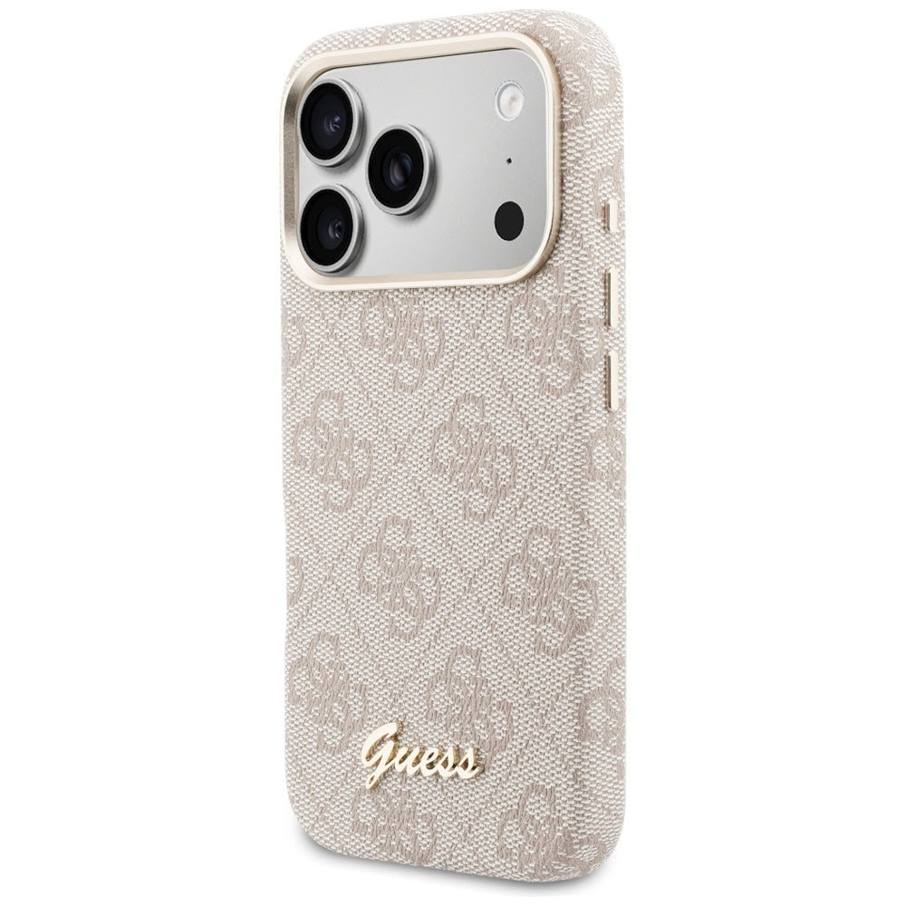Husa MagSafe pentru Apple iPhone 17 Pro, Guess, 4G Script Logo, Roz