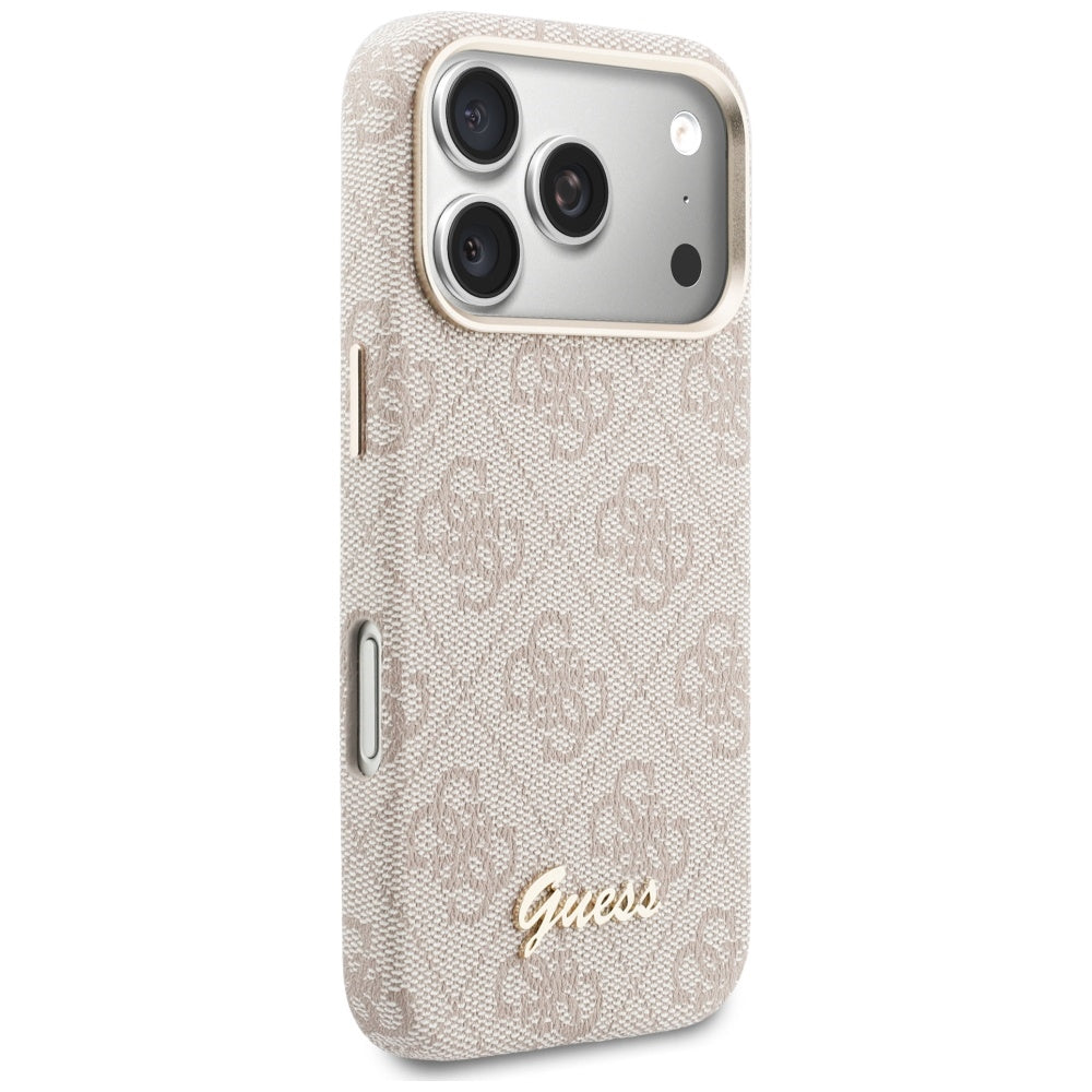 Husa MagSafe pentru Apple iPhone 17 Pro, Guess, 4G Script Logo, Roz