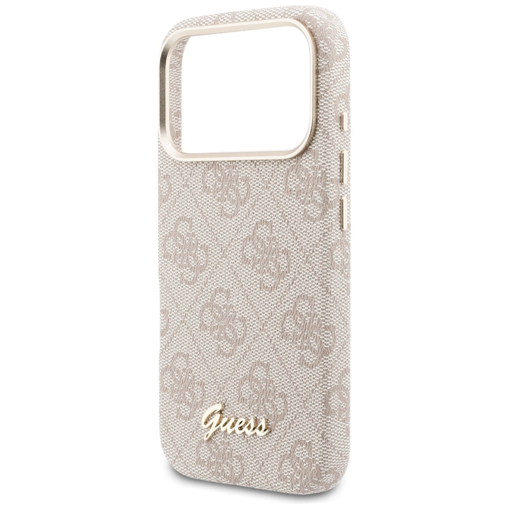 Husa MagSafe pentru Apple iPhone 17 Pro, Guess, 4G Script Logo, Roz