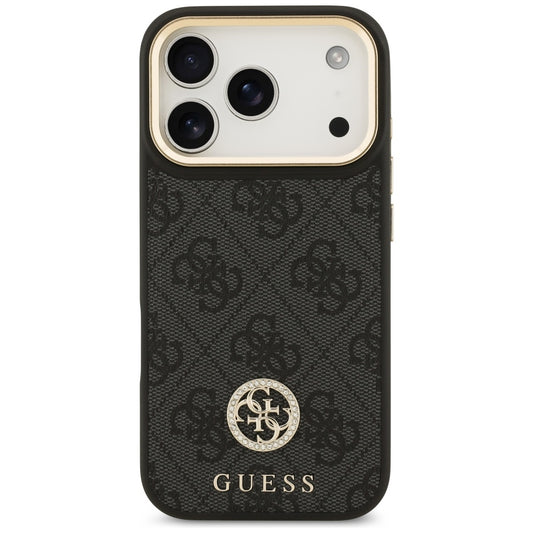 Husa MagSafe pentru Apple iPhone 17 Pro, Guess, 4G Strass Logo, Neagra