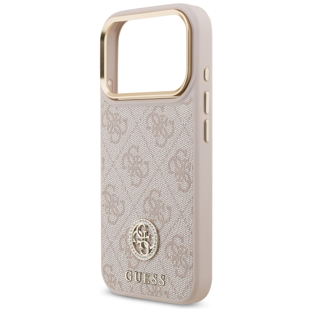 Husa MagSafe pentru Apple iPhone 17 Pro, Guess, 4G Strass Logo, Roz