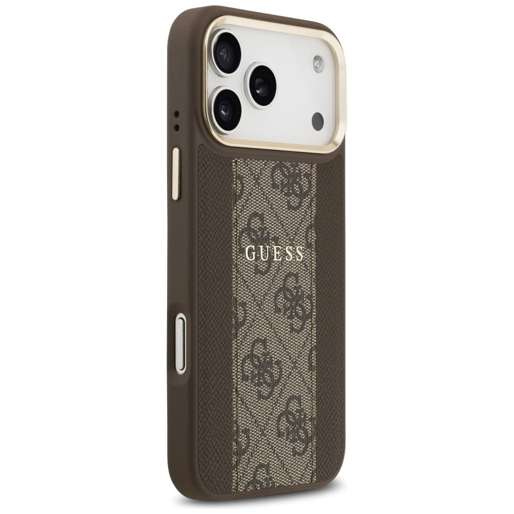 Husa MagSafe pentru Apple iPhone 17 Pro, Guess, 4G Stripe, Maro