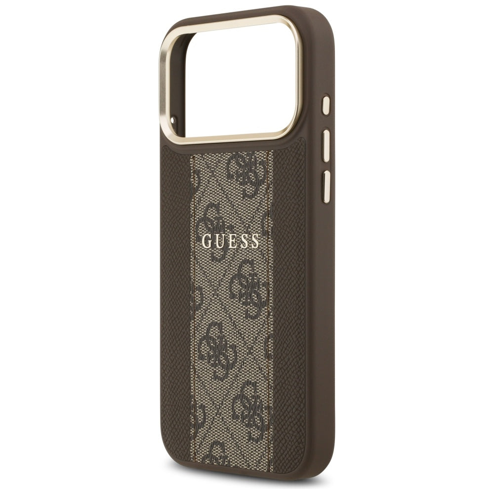 Husa MagSafe pentru Apple iPhone 17 Pro, Guess, 4G Stripe, Maro