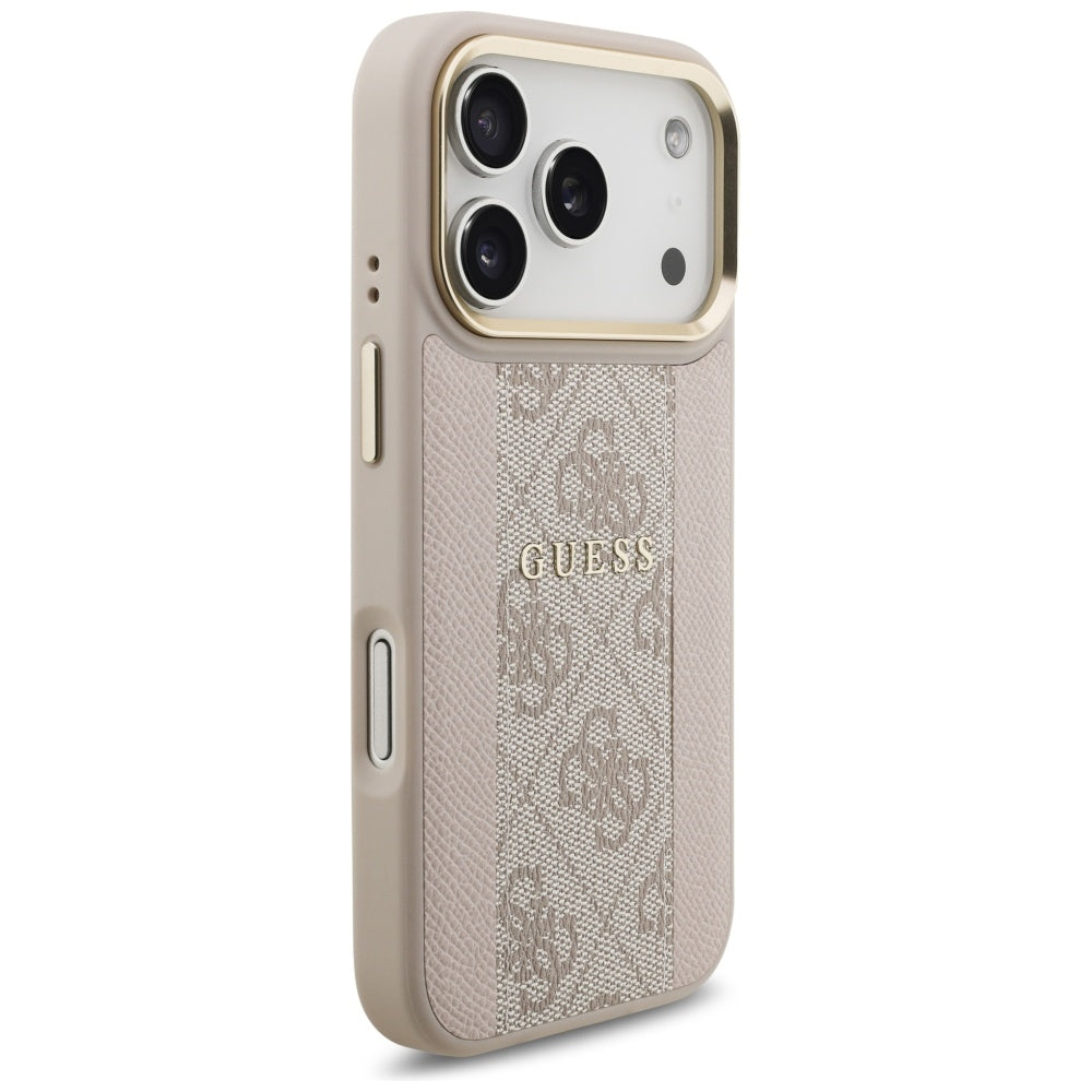 Husa MagSafe pentru Apple iPhone 17 Pro, Guess, 4G Stripe, Roz