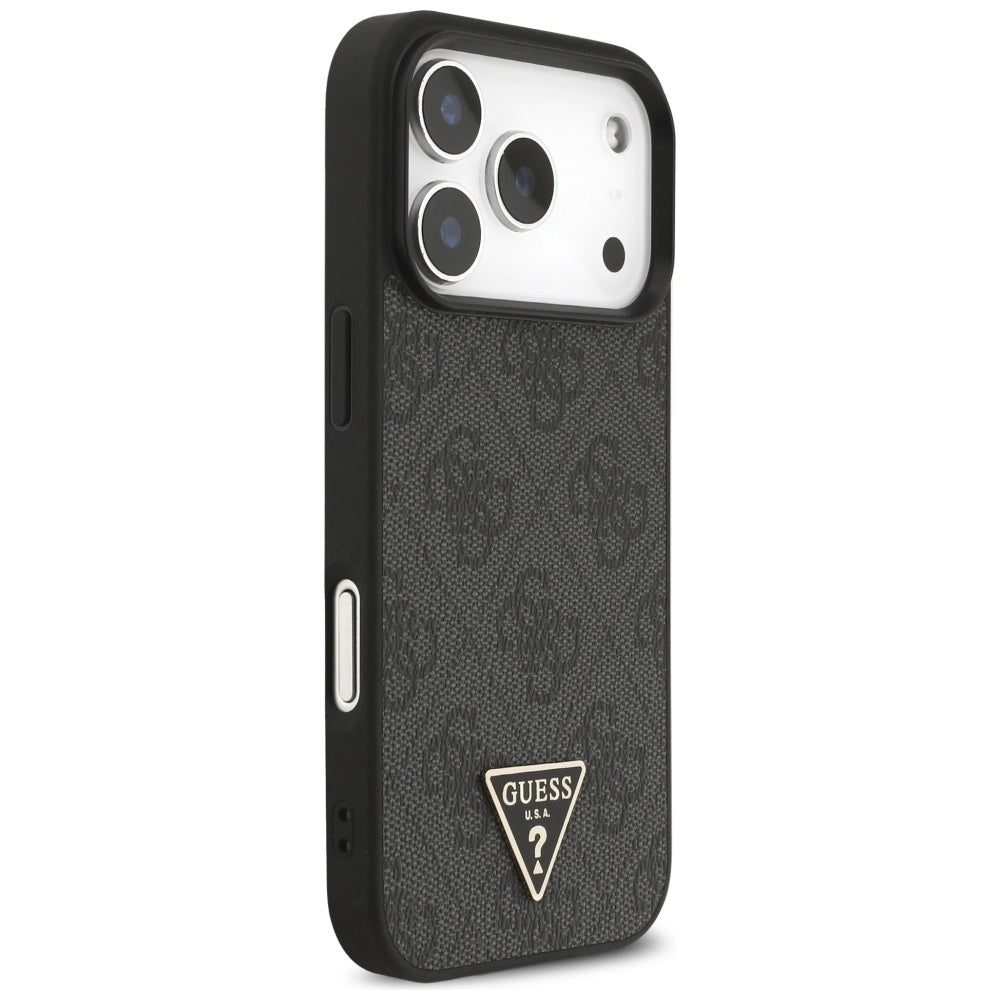 Husa MagSafe pentru Apple iPhone 17 Pro, Guess, 4G Triangle Logo with Cord Strap, Neagra