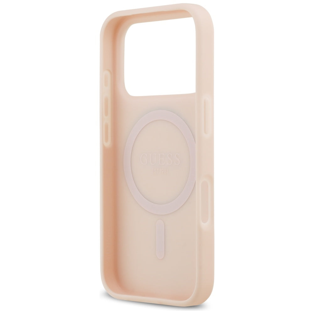 Husa MagSafe pentru Apple iPhone 17 Pro, Guess, Grained Flowers, Roz