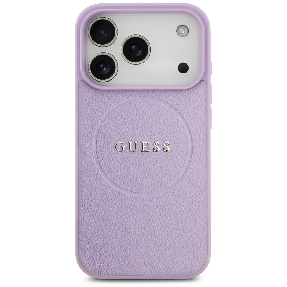 Husa MagSafe pentru Apple iPhone 17 Pro, Guess, Grained Gold Ring, Roz