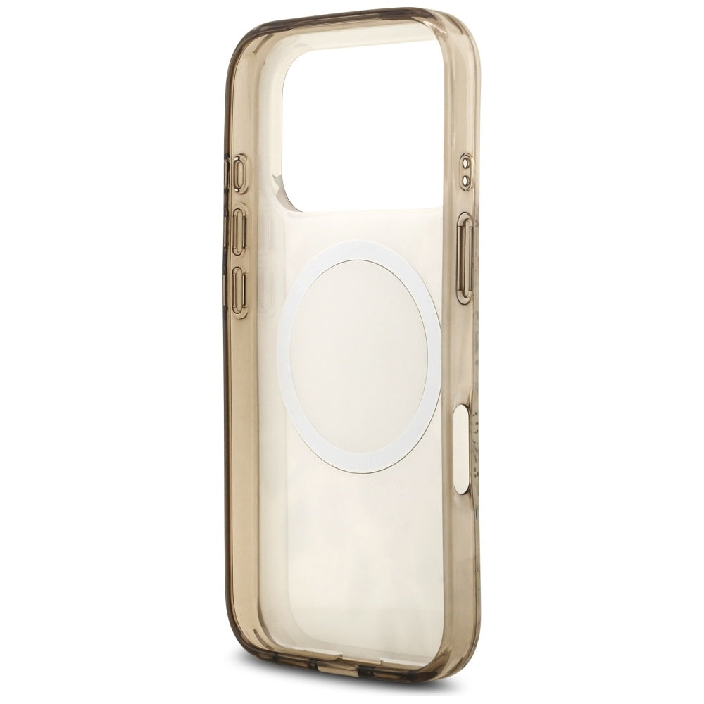 Husa MagSafe pentru Apple iPhone 17 Pro, Guess, IML Flower and Tonal Circle , Maro