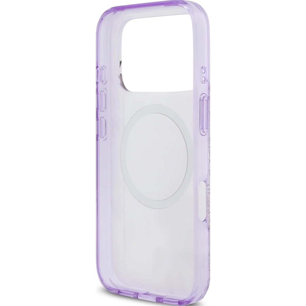 Husa MagSafe pentru Apple iPhone 17 Pro, Guess, IML Flower & Tonal Circle, Mov