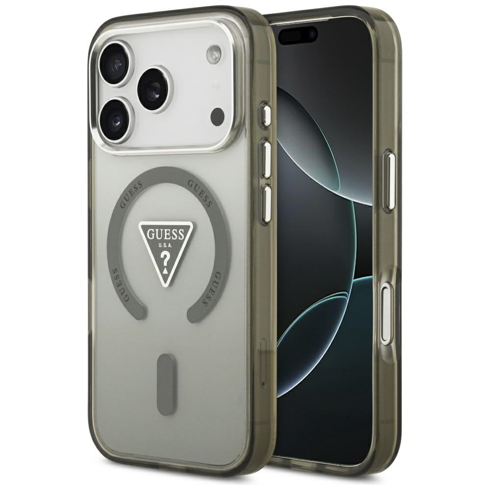 Husa MagSafe pentru Apple iPhone 17 Pro, Guess, IML Gradient Triangle Logo, Kaki