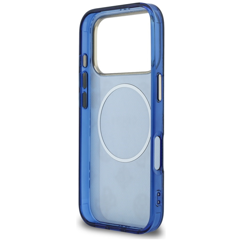 Husa MagSafe pentru Apple iPhone 17 Pro, Guess, IML Peony Dot, Albastra