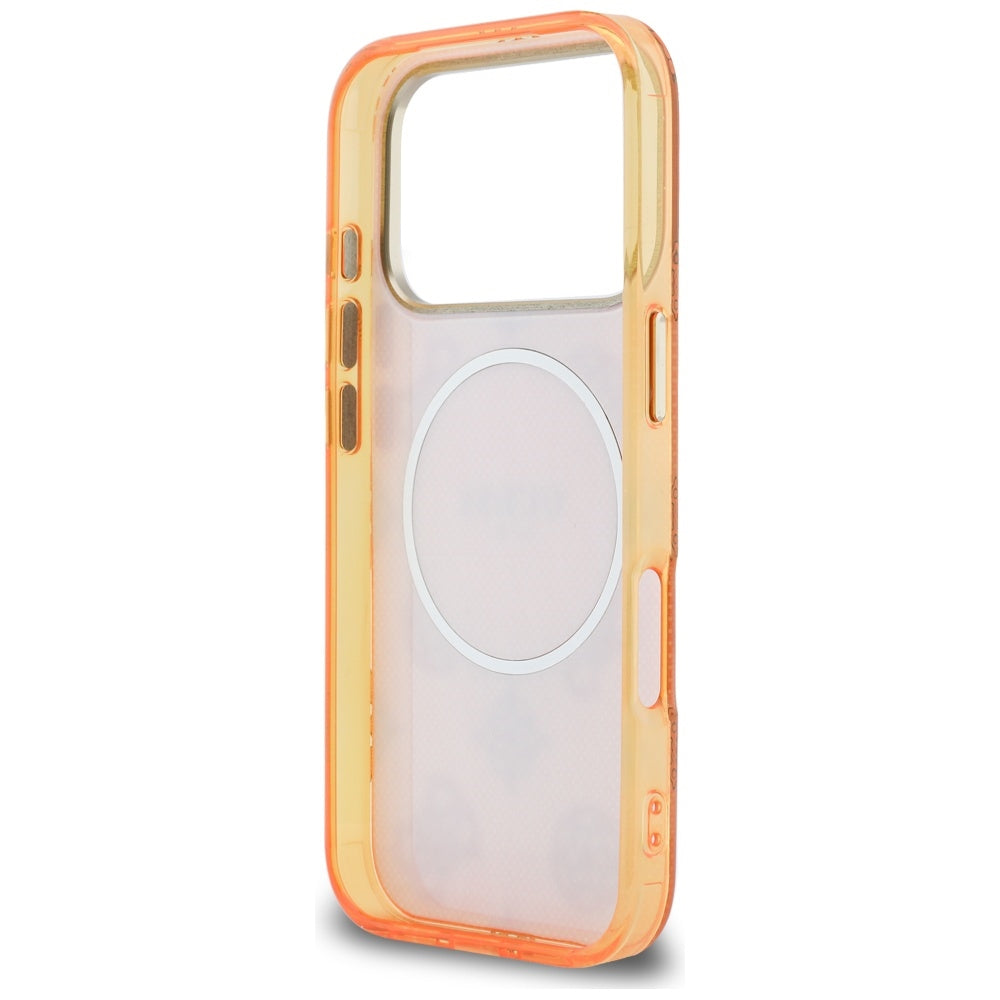 Husa MagSafe pentru Apple iPhone 17 Pro, Guess, IML Peony Dot, Portocalie