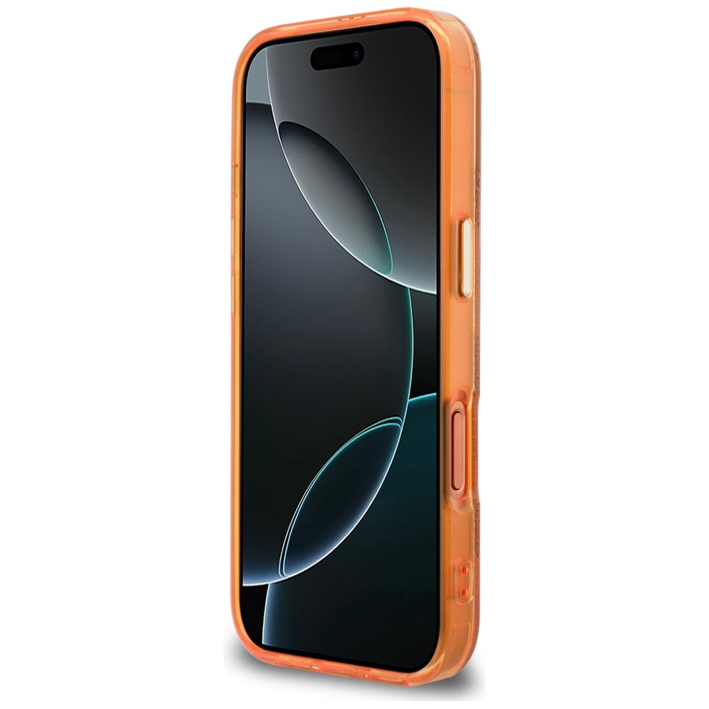 Husa MagSafe pentru Apple iPhone 17 Pro, Guess, IML Peony Dot, Portocalie