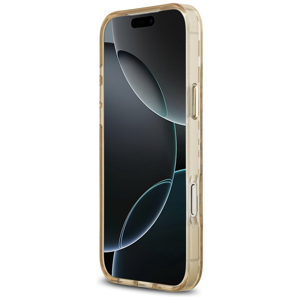 Husa MagSafe pentru Apple iPhone 17 Pro, Guess, Leopard Glitter, Maro