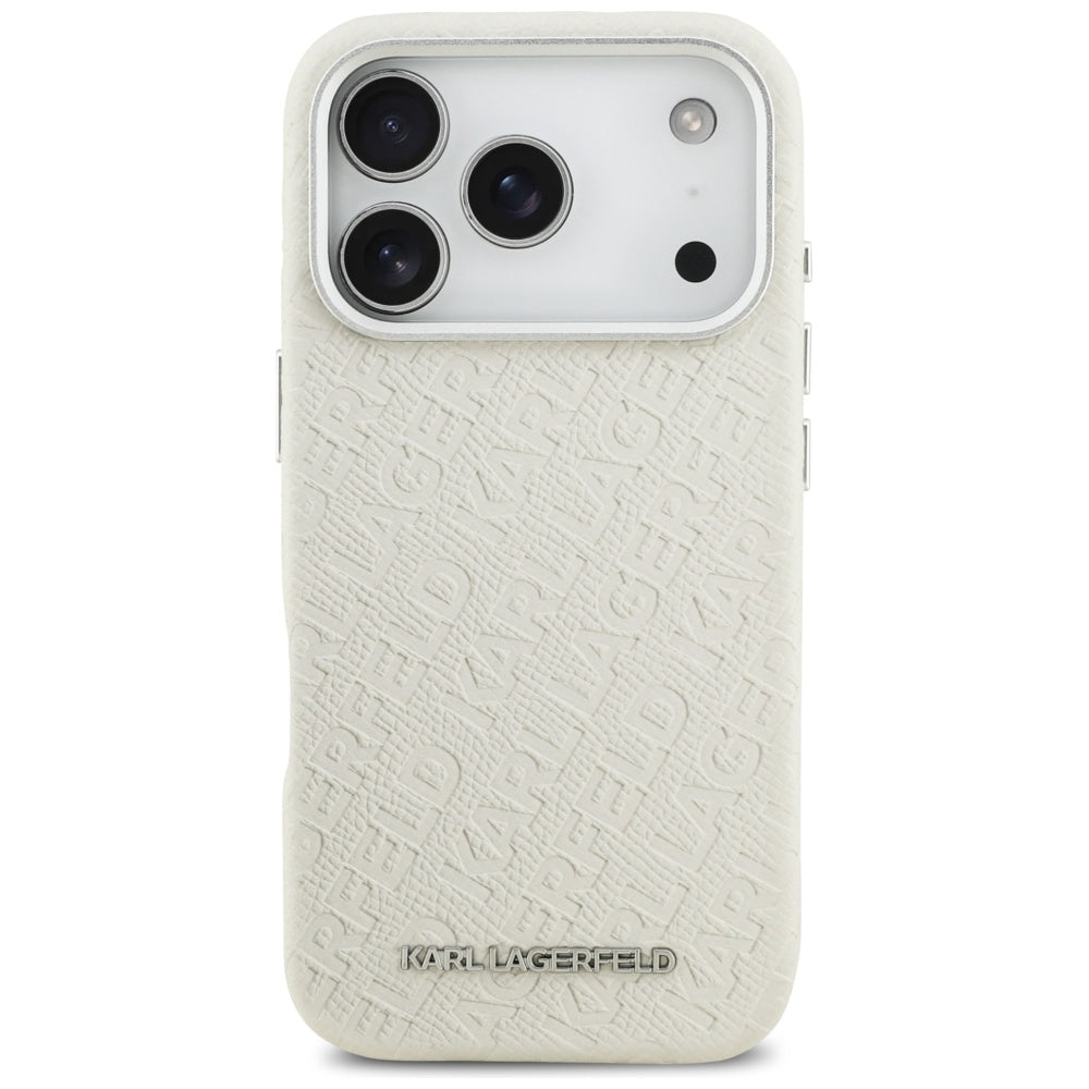 Husa MagSafe pentru Apple iPhone 17 Pro, Karl Lagerfeld, FW Stamped Karl, Bej