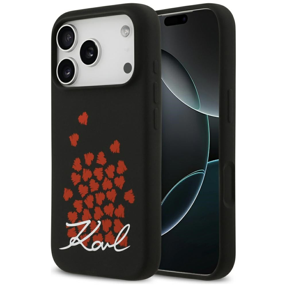 Husa MagSafe pentru Apple iPhone 17 Pro, Karl Lagerfeld, Heart Sign Logo, Neagra