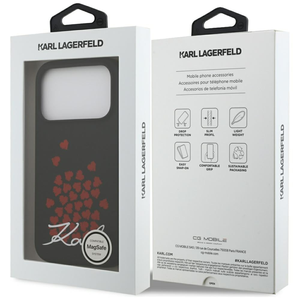 Husa MagSafe pentru Apple iPhone 17 Pro, Karl Lagerfeld, Heart Sign Logo, Neagra