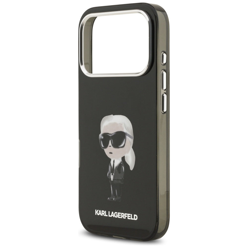 Husa MagSafe pentru Apple iPhone 17 Pro, Karl Lagerfeld, IML Aquarelle Karl Ikonik, Neagra