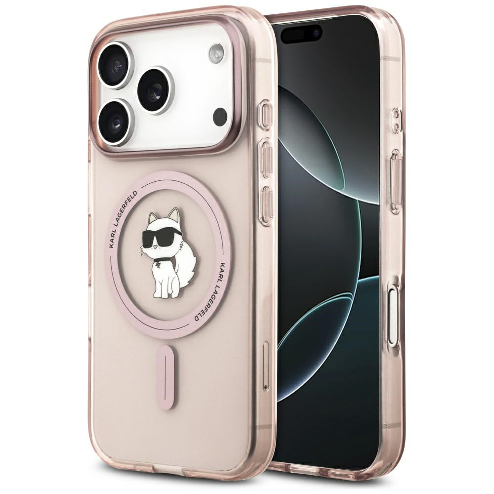 Husa MagSafe pentru Apple iPhone 17 Pro, Karl Lagerfeld, IML Choupette, Roz