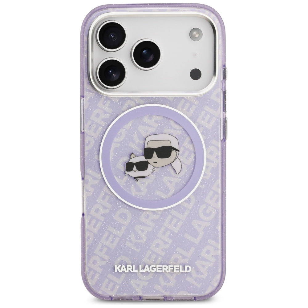 Husa MagSafe pentru Apple iPhone 17 Pro, Karl Lagerfeld, IML Glitter Karl & Choupette`s Heads, Mov