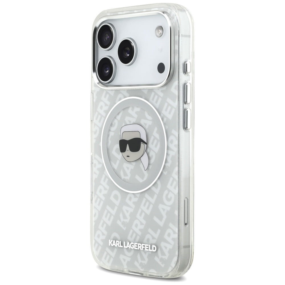 Husa MagSafe pentru Apple iPhone 17 Pro, Karl Lagerfeld, IML Karl`s Head, Gri