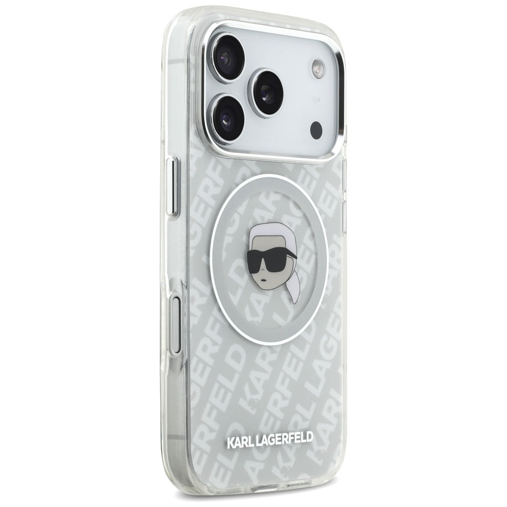Husa MagSafe pentru Apple iPhone 17 Pro, Karl Lagerfeld, IML Karl`s Head, Gri