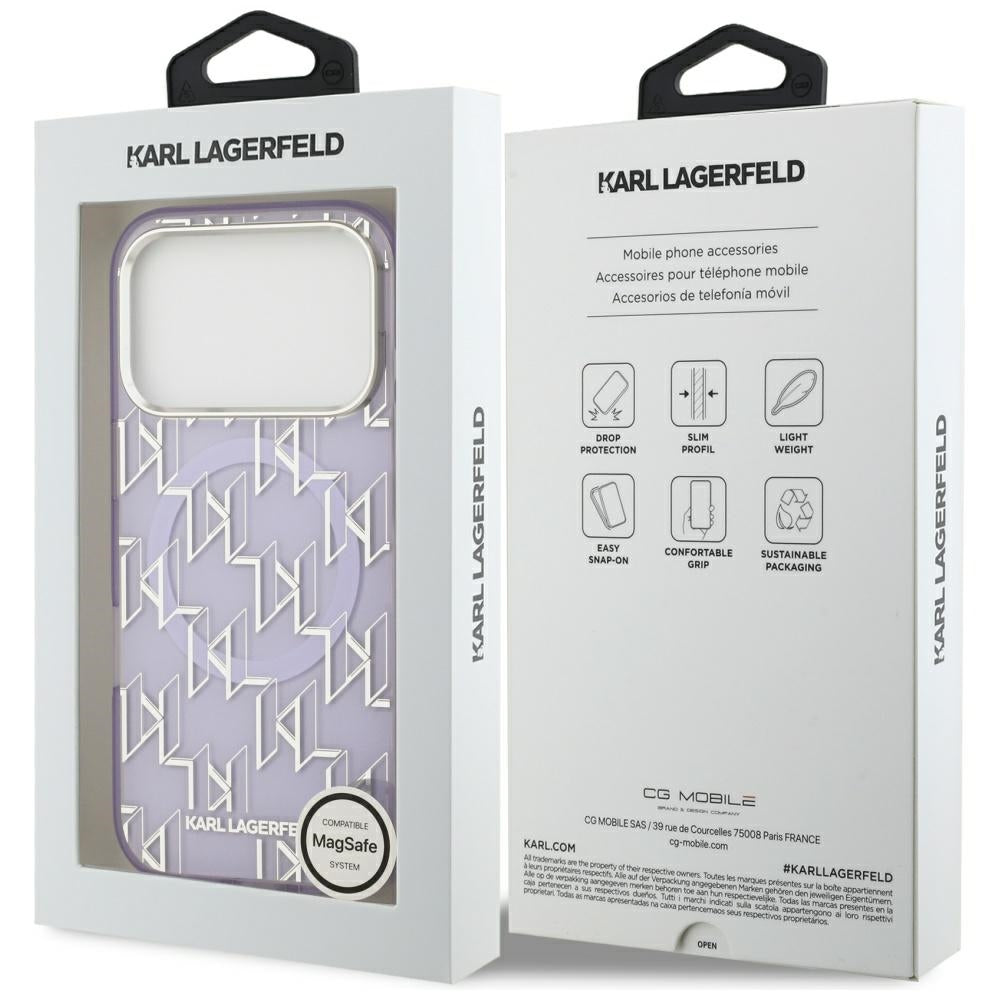 Husa MagSafe pentru Apple iPhone 17 Pro, Karl Lagerfeld, IML KL Monogram, Mov