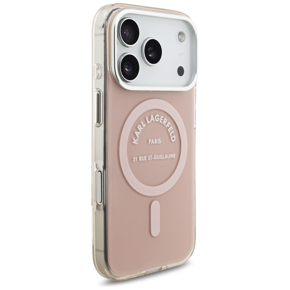 Husa MagSafe pentru Apple iPhone 17 Pro, Karl Lagerfeld, IML Logo RSG, Roz