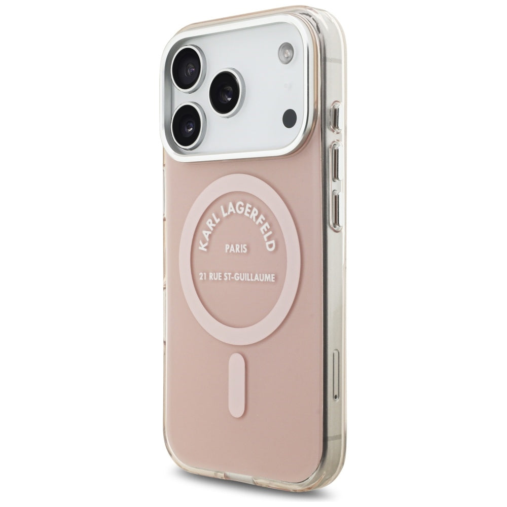 Husa MagSafe pentru Apple iPhone 17 Pro, Karl Lagerfeld, IML Logo RSG, Roz
