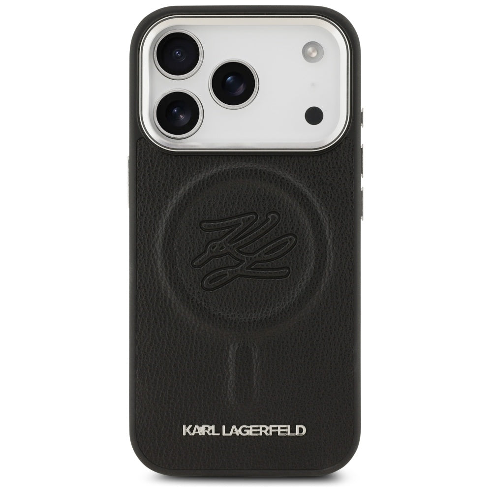 Husa MagSafe pentru Apple iPhone 17 Pro, Karl Lagerfeld, Initial & Metal Logo , Neagra