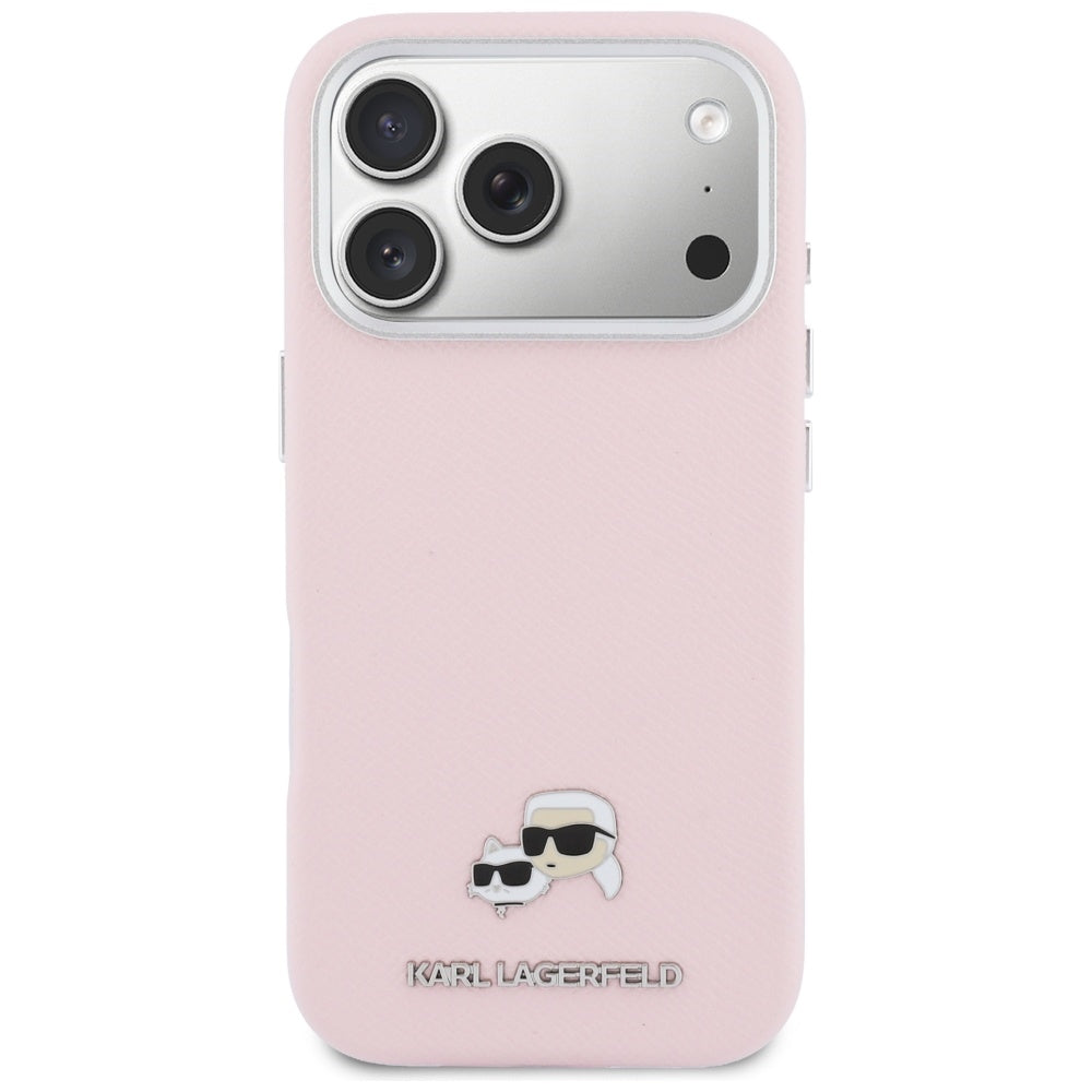 Husa MagSafe pentru Apple iPhone 17 Pro, Karl Lagerfeld, Karl & Choupette Head's Pin, Roz