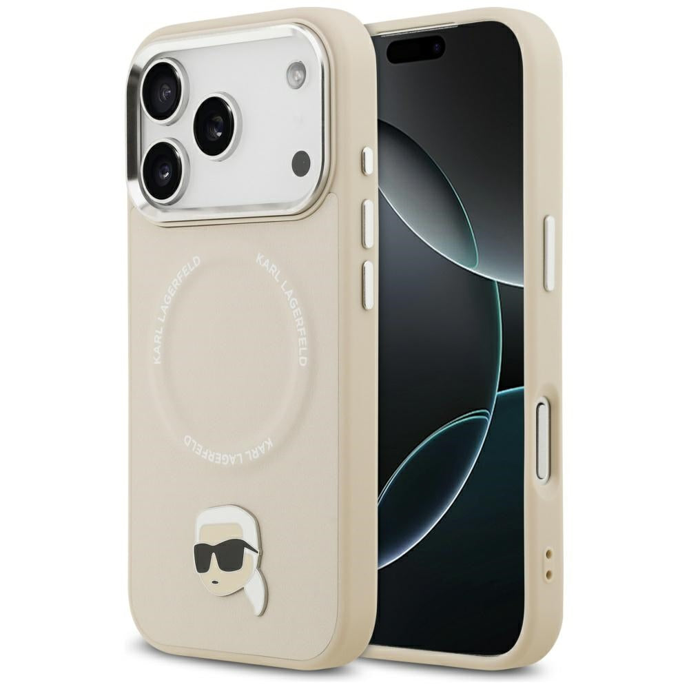 Husa MagSafe pentru Apple iPhone 17 Pro, Karl Lagerfeld, Karl Pin, Bej