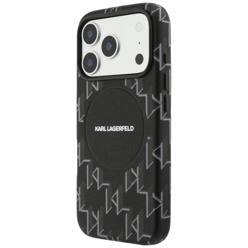 Husa MagSafe pentru Apple iPhone 17 Pro, Karl Lagerfeld, KL Monogram Logo, Neagra