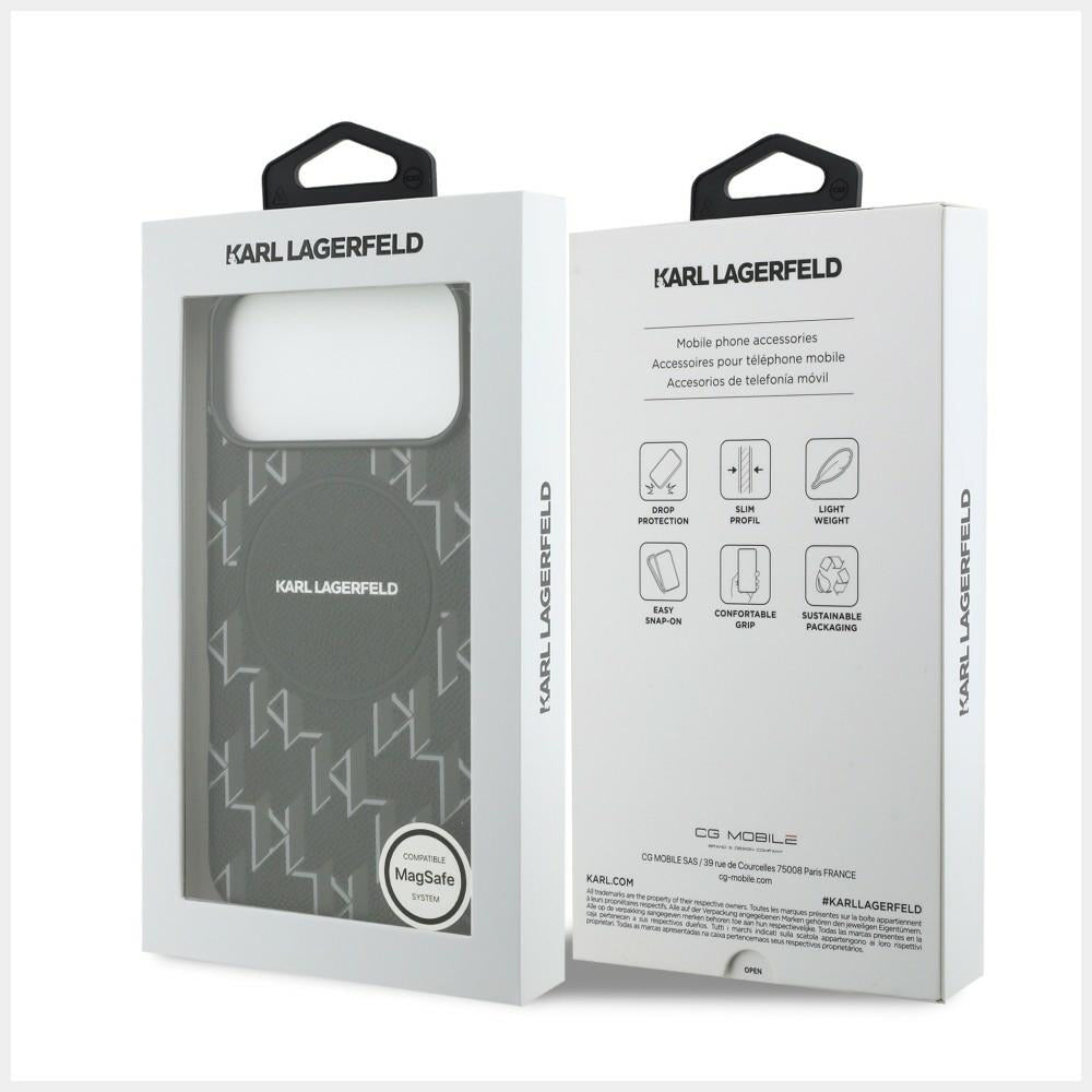 Husa MagSafe pentru Apple iPhone 17 Pro, Karl Lagerfeld, KL Monogram Logo, Neagra