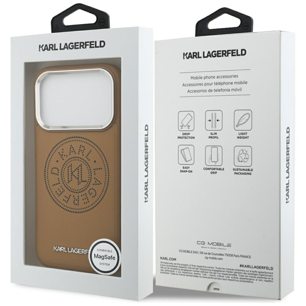 Husa MagSafe pentru Apple iPhone 17 Pro, Karl Lagerfeld, Point & Metal Logo, Maro