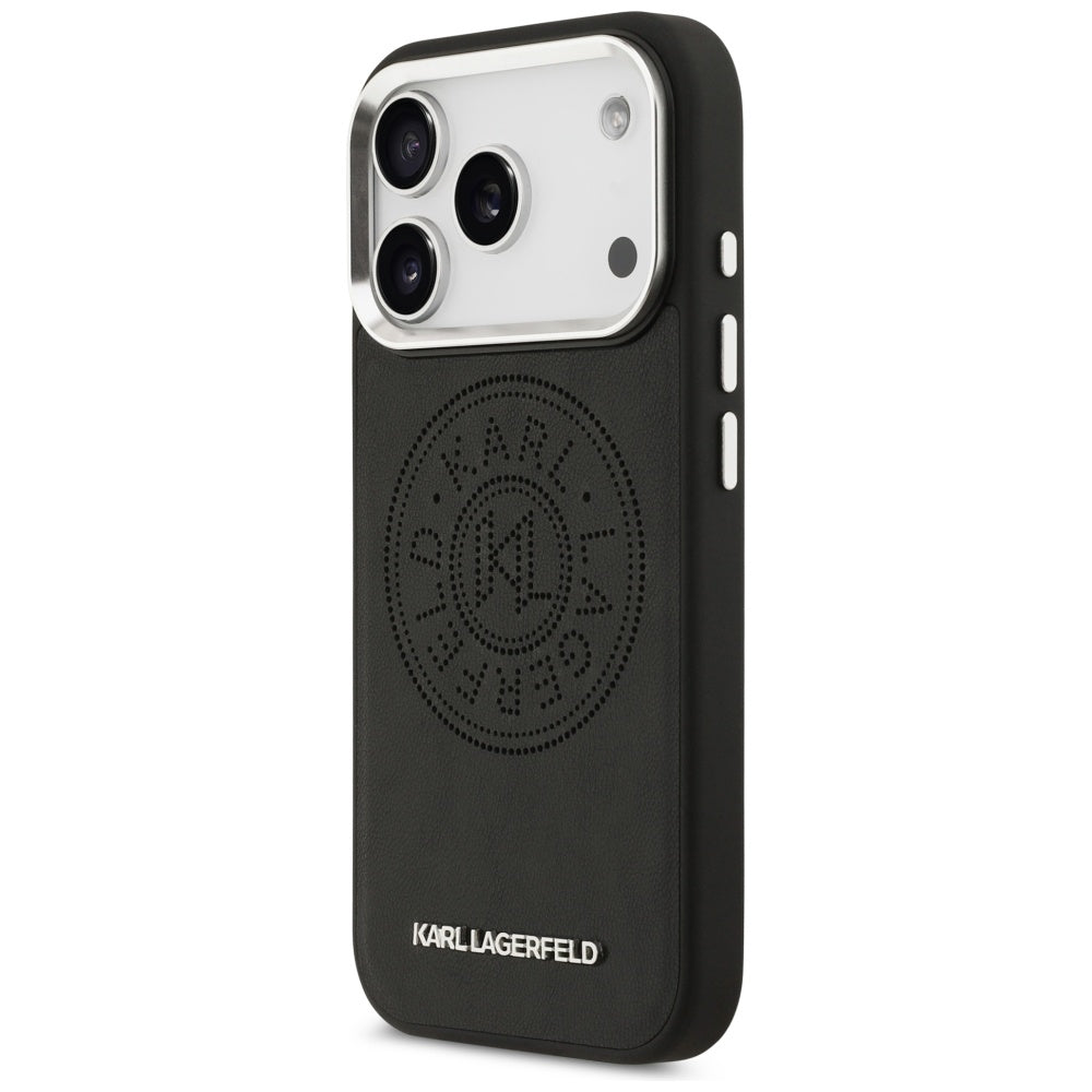Husa MagSafe pentru Apple iPhone 17 Pro, Karl Lagerfeld, Point & Metal Logo, Neagra