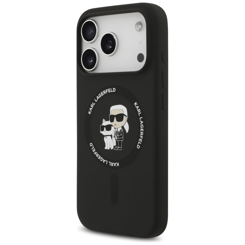 Husa MagSafe pentru Apple iPhone 17 Pro, Karl Lagerfeld, Ring Karl & Choupette, Neagra